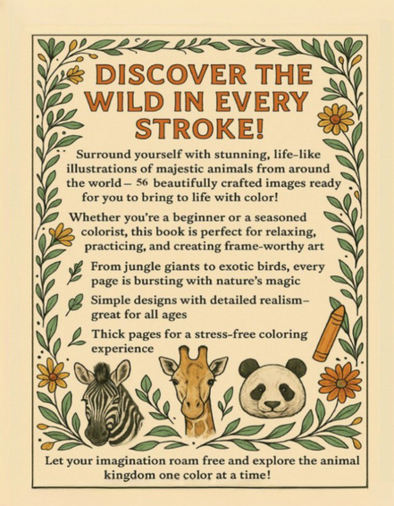 Animals Life-Like: I LUV EZ Coloring Book