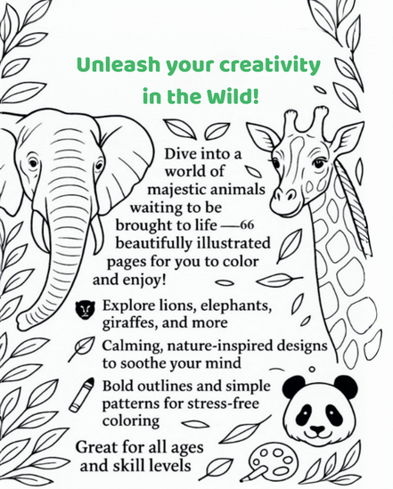 Animals in the Wild: I LUV EZ Coloring Book