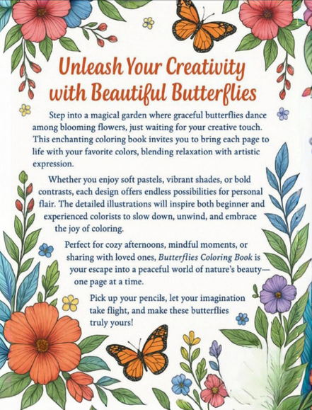 Butterflies: I LUV EZ Coloring Book