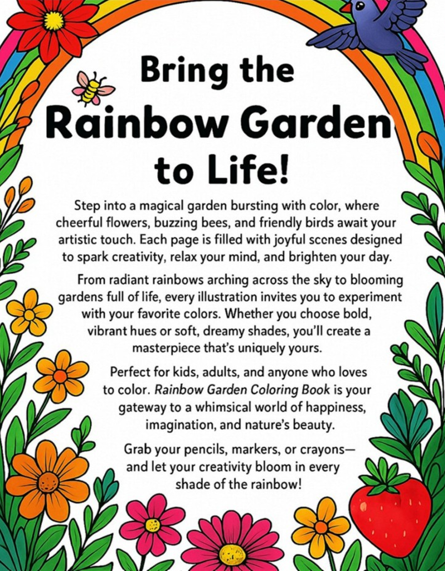 Rainbow Garden Learning Coloring Book: I LUV EZ Coloring Book