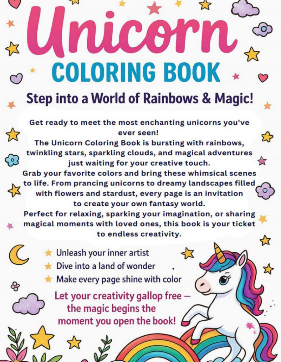 Unicorn Coloring Book: I LUV EZ Coloring Book
